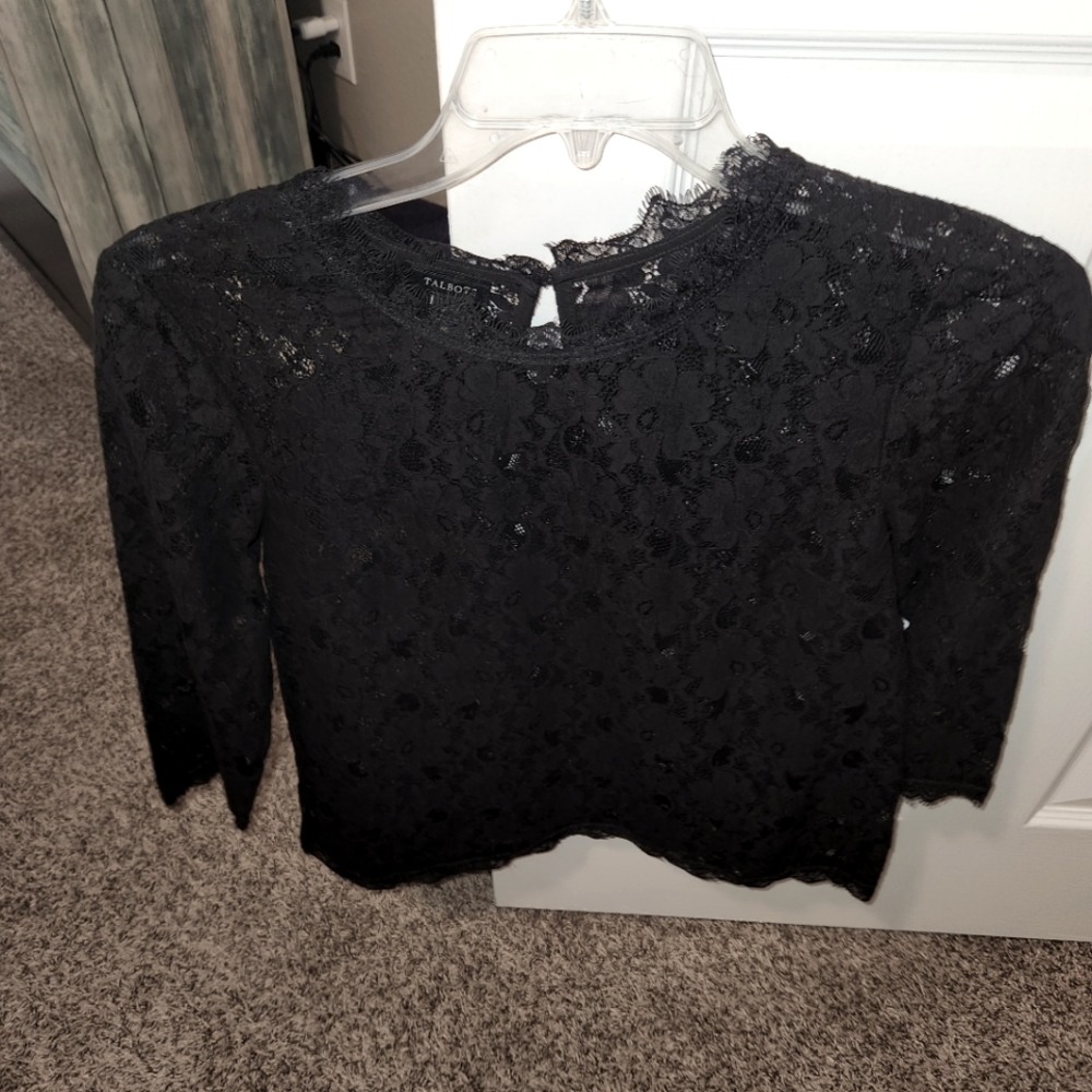 Talbots, black lace blouse, size 6